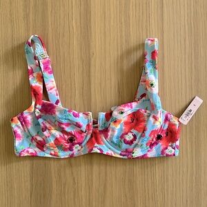 Victoria’s Secret, Mix and Match Balconette Swim Top, Pink/Blue floral, size 36C